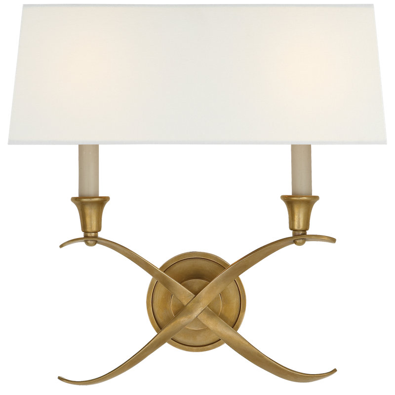 Chapman & Myers Cross Bouillotte Large Sconce, Antique-Burnished Brass, Fabric