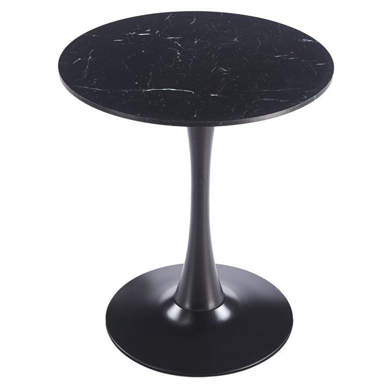  Bristol 27" Round Dining Table, Modern 2-Person Kitchen Beveled Table Top with Black Pedestal Base, Small Space Bistro Table for Apartments