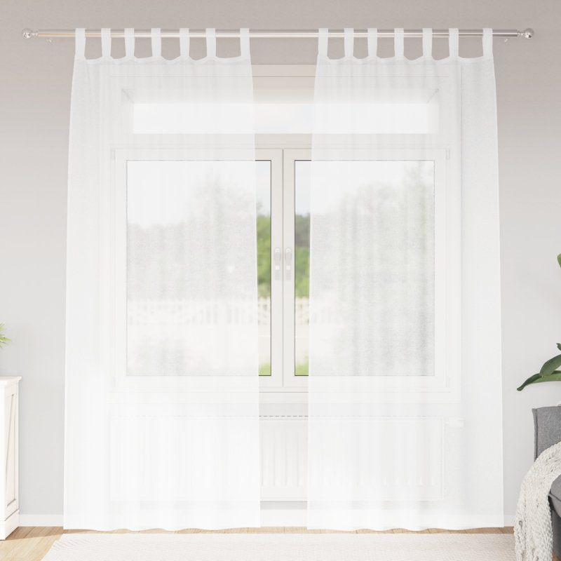 Suzzy Semi Sheer Curtain Pair, 260cm Width x 140cm Drop, White