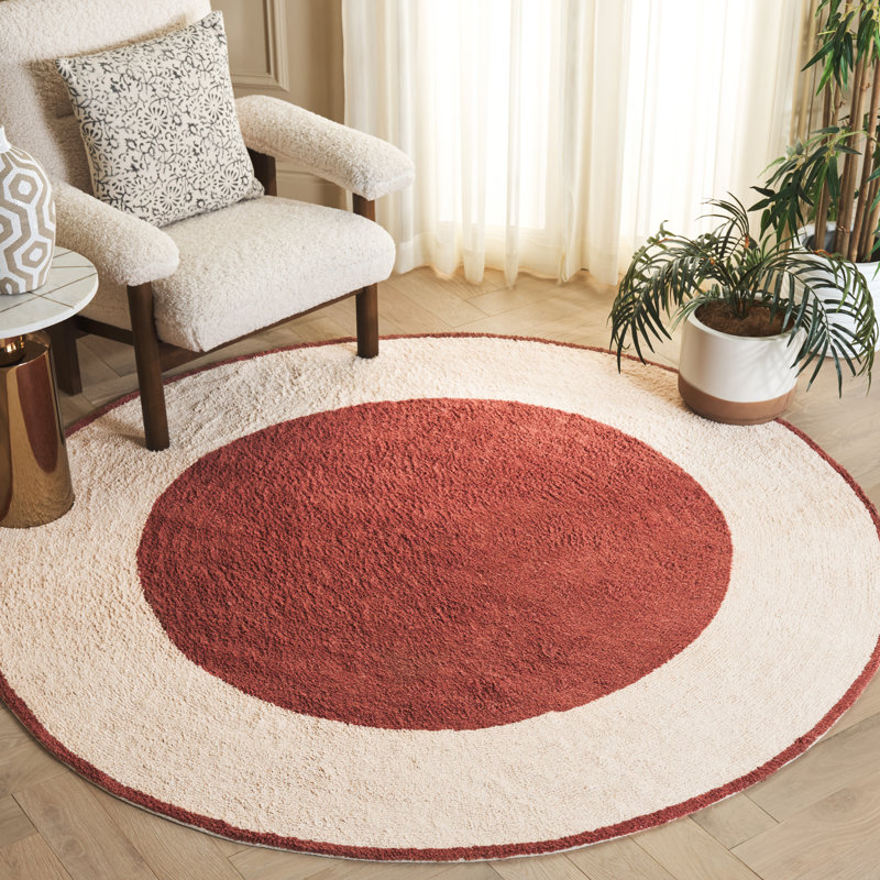 Tapis Easy Care 220 ivoire / rouille, Rond 6 pi