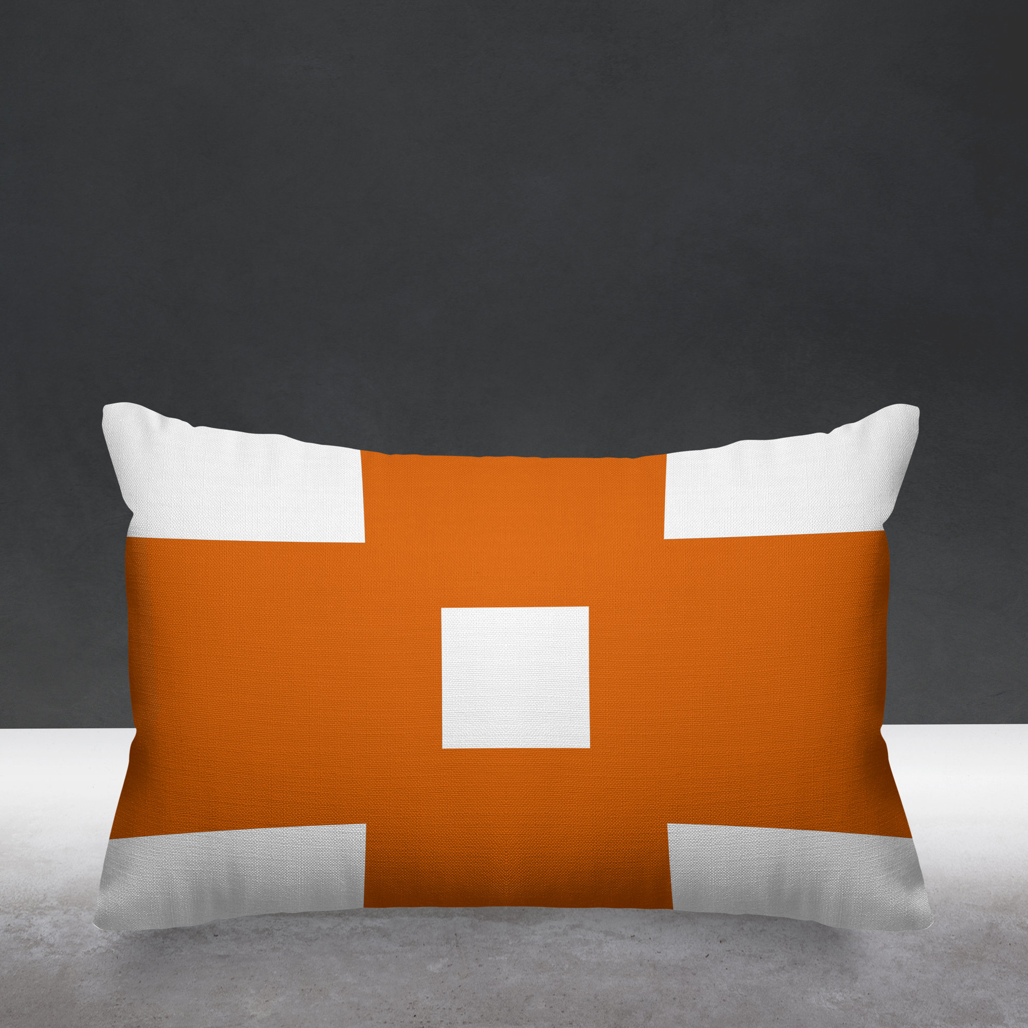 Luella Geometric Spun Polyester Indoor/Outdoor Lumbar Throw Pillow, Orange