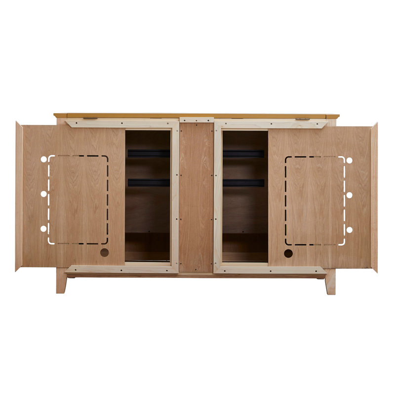 Rustic Brown Ash Wood TV Lift Cabinet for 65 Inch TVs