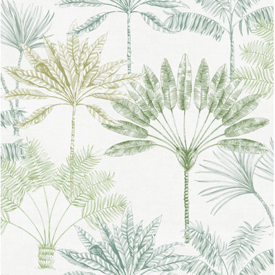 Palm Fan Botanical - Palm Peel and Stick Wallpaper Roll 20.5 in. W x 18 ft. L