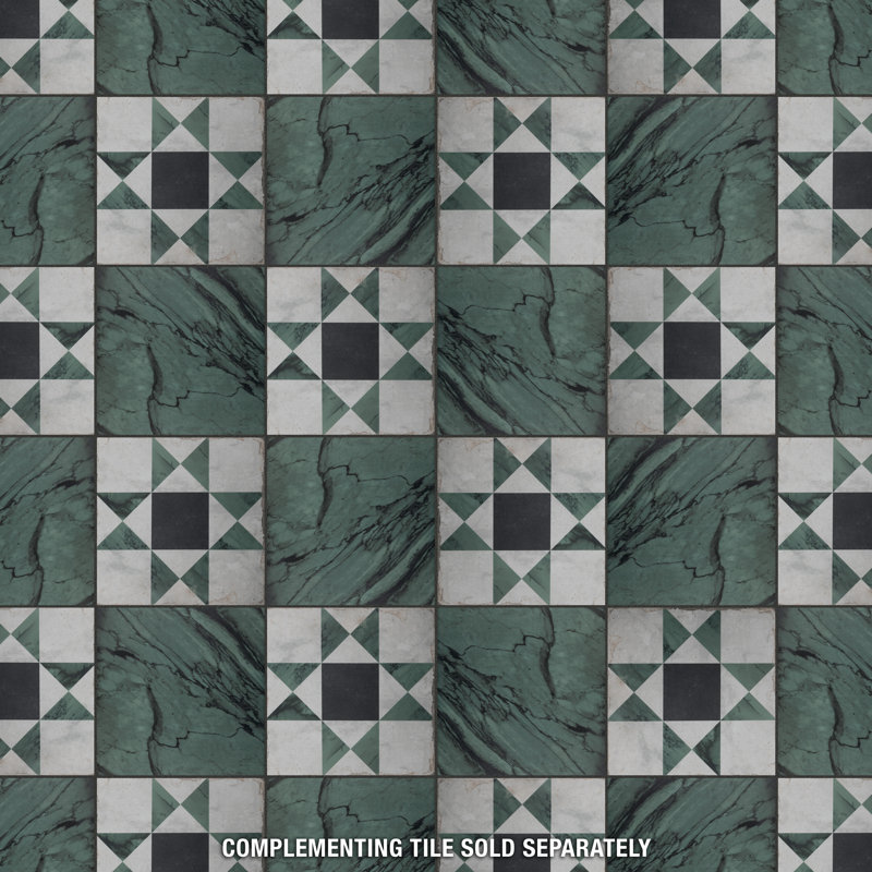 Renaissance 8" x 8" Porcelain Marble Look Wall & Floor Tile, Emeraid