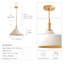 Luminaire suspendu moderne 1 lumière Giza en métal doré, cône blanc 1 lumière pour îlot de cuisine ou salle à manger de style Mid-Century moderne, scandinave et contemporain Giza