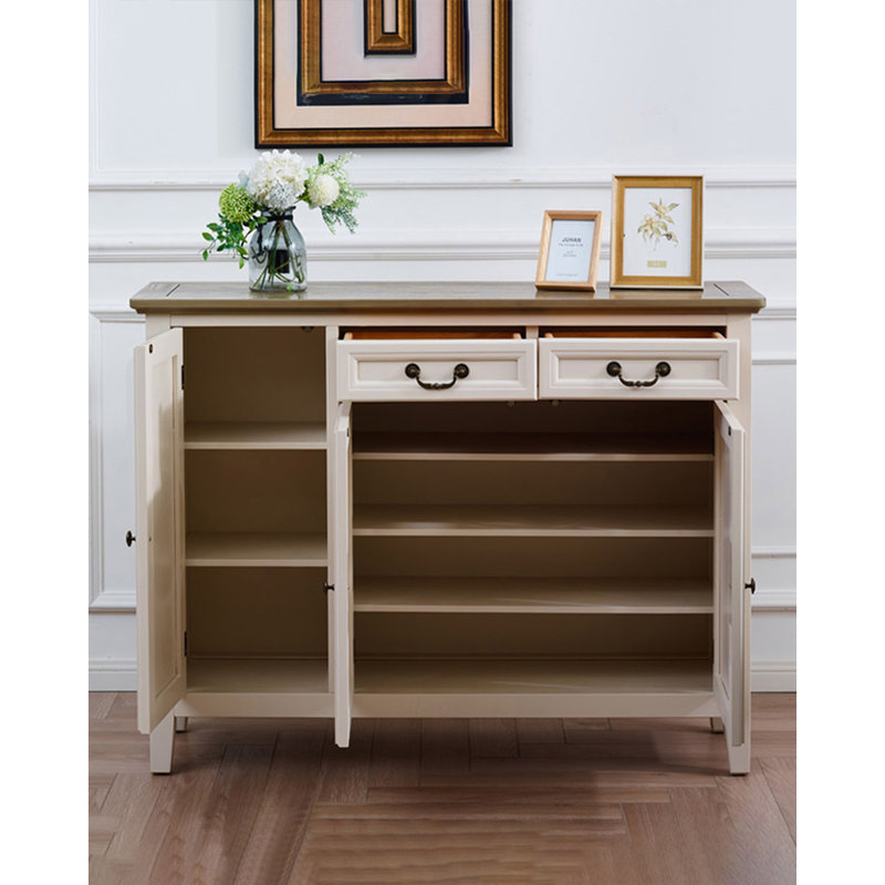 Simple armoire à chaussures en bois massif blanc