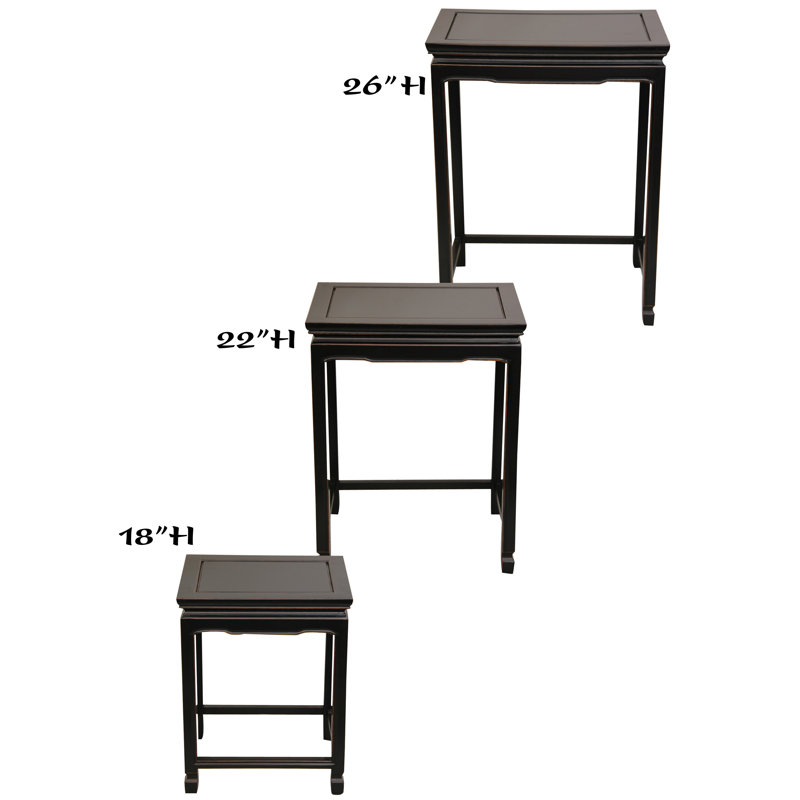 Hunt Solid Wood Nesting Tables, Antique Black