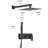 Shower System Wall Mounted - Matte Black, 10" Rain Shower, Hand 1.5 Gpm Flow, Brass Material, Residential Use Black 10 Inch Adjustable Flow Rate, Construction, Diverter Valve