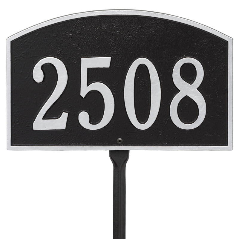 Plaque d'adresse pour pelouse Legacy, Noir/argenté, Oui