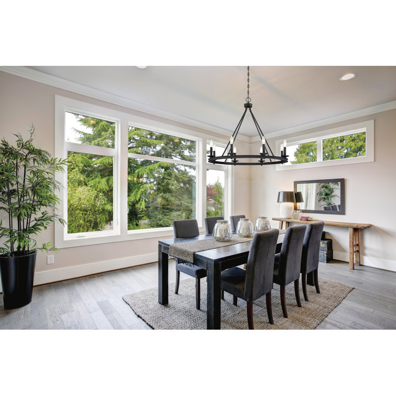 8-Light Chandelier, Matte Black, 25" H x 33" W x 33" D, 8