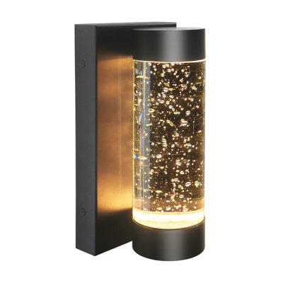 Modern 15W Bubble Glass Black LED outdoor Wall Sconce-1pack