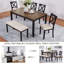 Ensemble de salle à manger de cuisine 6 pièces, table de salle à manger rectangulaire en bois avec 4 chaises rembourrées et un banc