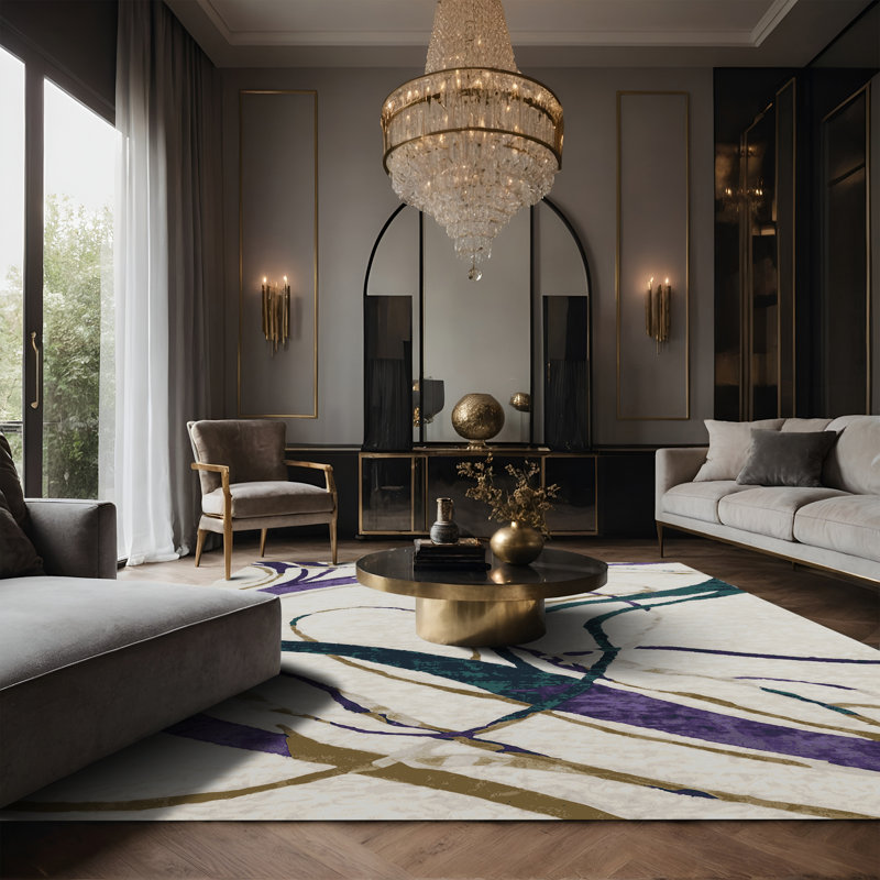 Tapis gris soyeux et moelleux, Rectangle 4 pi x 6 pi