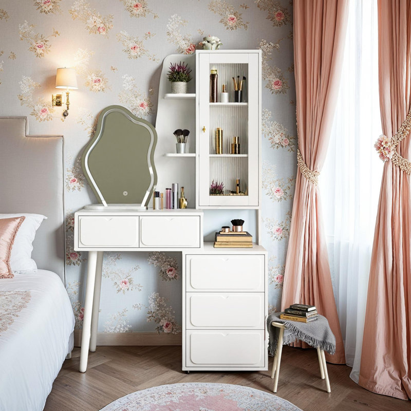 Meuble-lavabo avec lumières DEL tactiles, rangement en verre et miroir haute définition