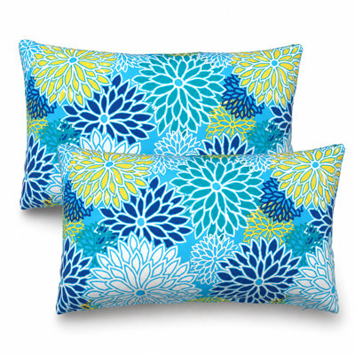 2-Piece Outdoor Lumbar Throw Pillow Set with Inserts, 12 x 34 Inch Water-Repellent and Fade-Resistant Decorative Pillows with Removable Zip Covers for Patio, Porch, Balcony and Sofa