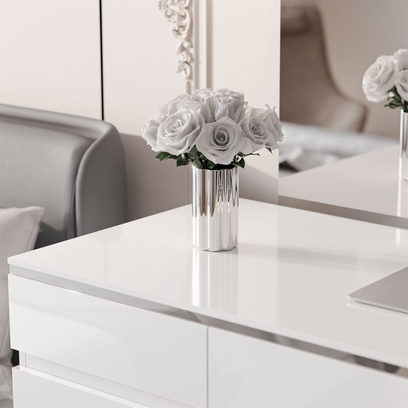 Desk AURORA with drawers, Silver