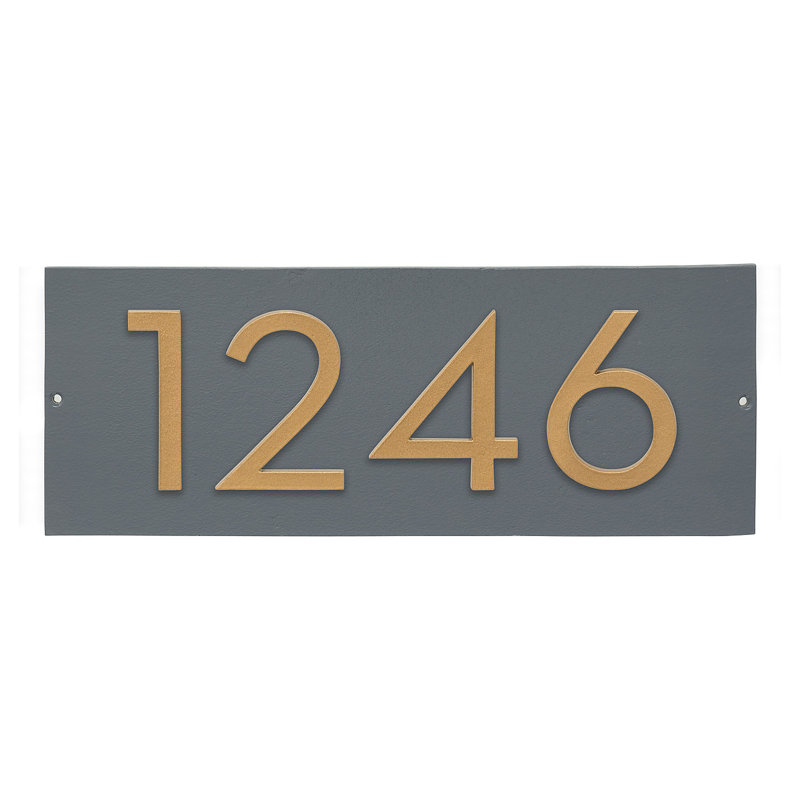 Floating Modern 4" Number Horizontal Address Plaque (4 Digits), Gray, Gold, Yes