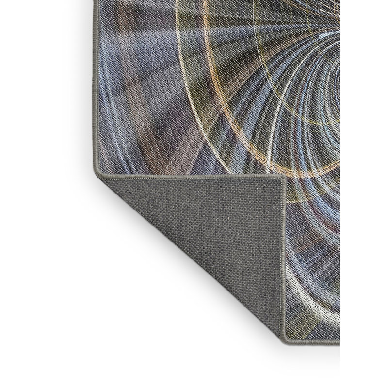 Tapis bleu/brun/gris à motifs, Rectangle 8 pi x 10 pi