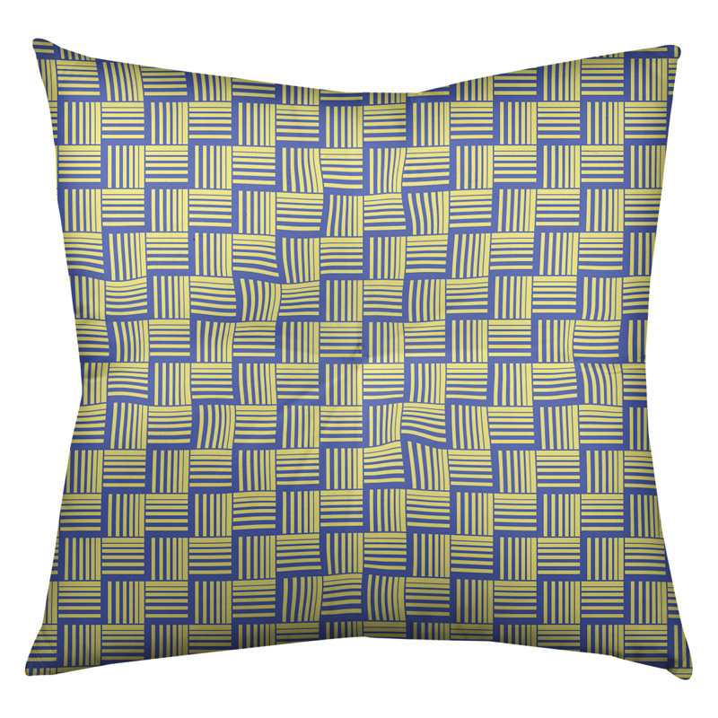 Coussin de sol classique à rayures Baskettressées, 30 po x 30 po, Bleu/jaune