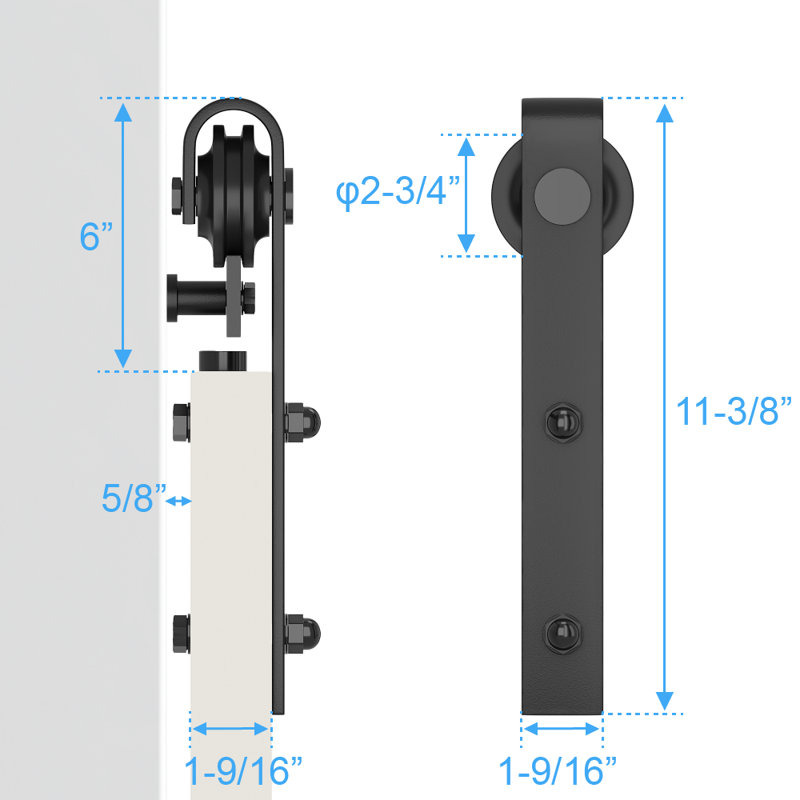 Black Matte Carbon Steel Sliding Barn Door Hardware Kit, 108 in.