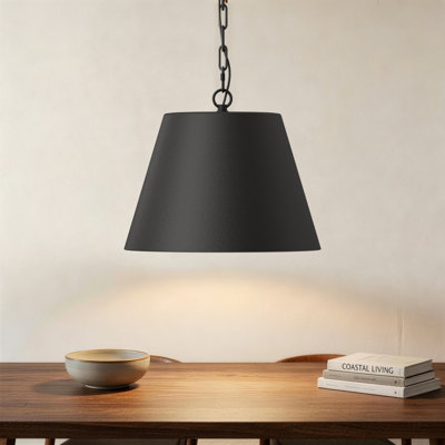 1-Light 12"W Matte Black Modern Cone Pendant for Kitchen Island