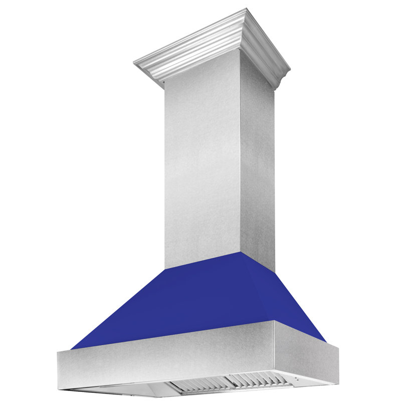 36" Fingerprint Resistant Stainless Steel Range Hood with Fingerprint Resistant Shell (8654SN-36), Blue Matte
