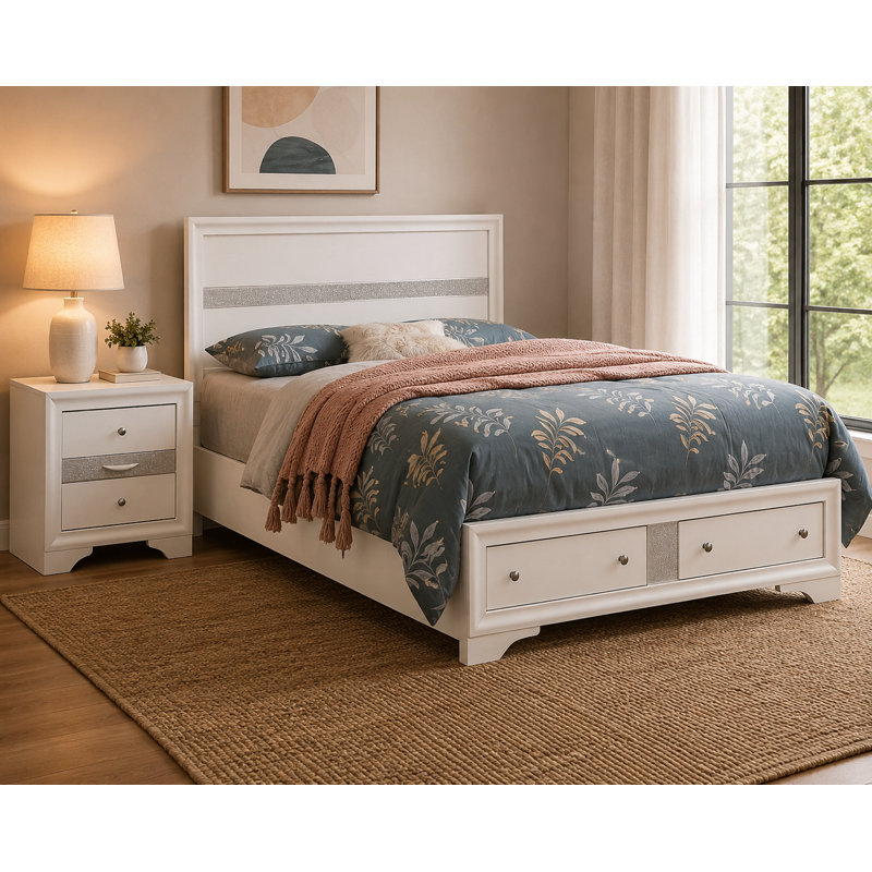 Torring Grey 2pc Bedroom Set With Full Storage Bed, White