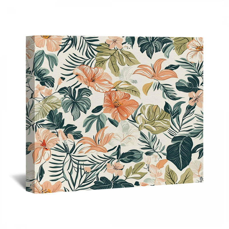 Fleurs tropicales sur toile tendue - décoration murale florale, H 11 po x l 14 po
