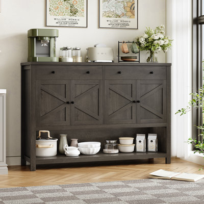 55.1" W Console Table, Entrance Cabinet With Open Shelf