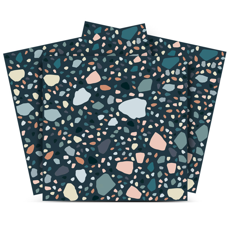 Carreau de mosaïque auto-adhésif en vinyle l 5 po x L 5 po, Terrazzo vert