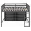 Lit mezzanine double avec 8 tablettes de rangement Échelle intégrée, aucun sommier requis, gris antique-279341465-279341447