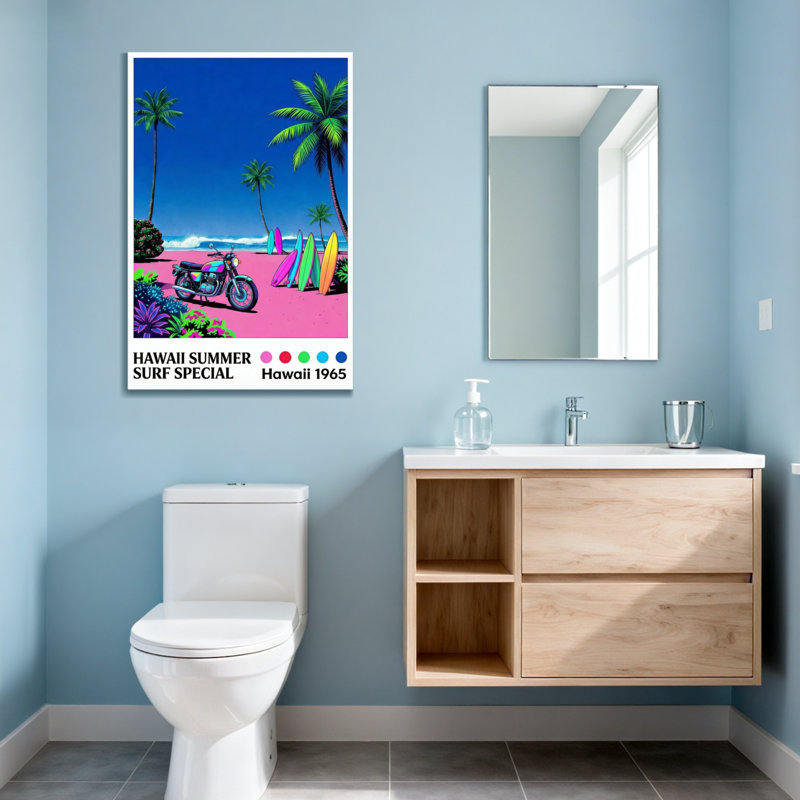 Paysage et nature, Hawaï, surf spécial, moto, palmiers, scène de plage, H 18 po x l 12 po