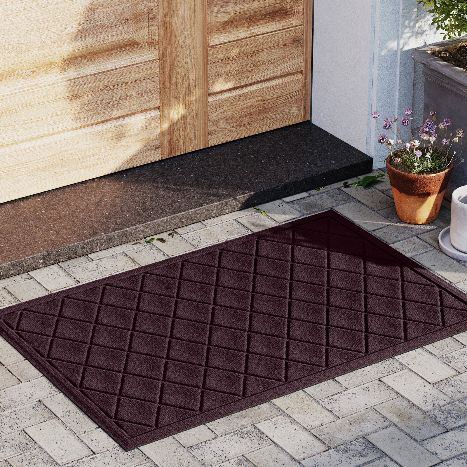 WaterHog Non-Slip Indoor/Outdoor Doormat, Bordeaux, Rectangle 24" x 36"