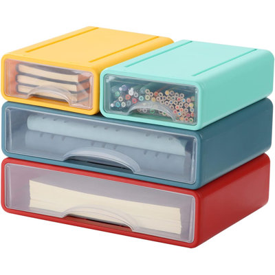 4-piece Office Organizer Set With Plastic Drawers