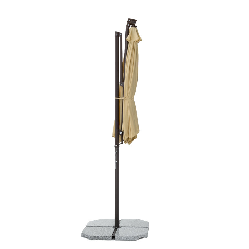 Jassim 10ft Deluxe Cantilever Umbrella, Offset Umbrella with 360 Degree Rotation, Crank Control and 5-level, Cream