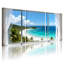 Scène et paysages urbains, plage tropicale avec palmiers et eau claire, ensemble de 3 impressions sur toile-38959940