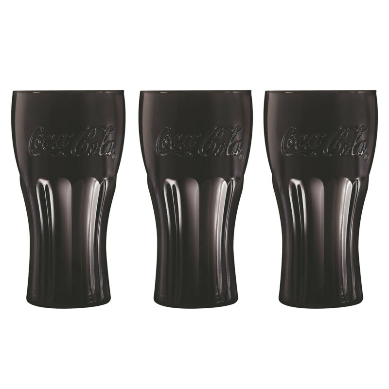 370ml Drinking Glass Set, 3, Black