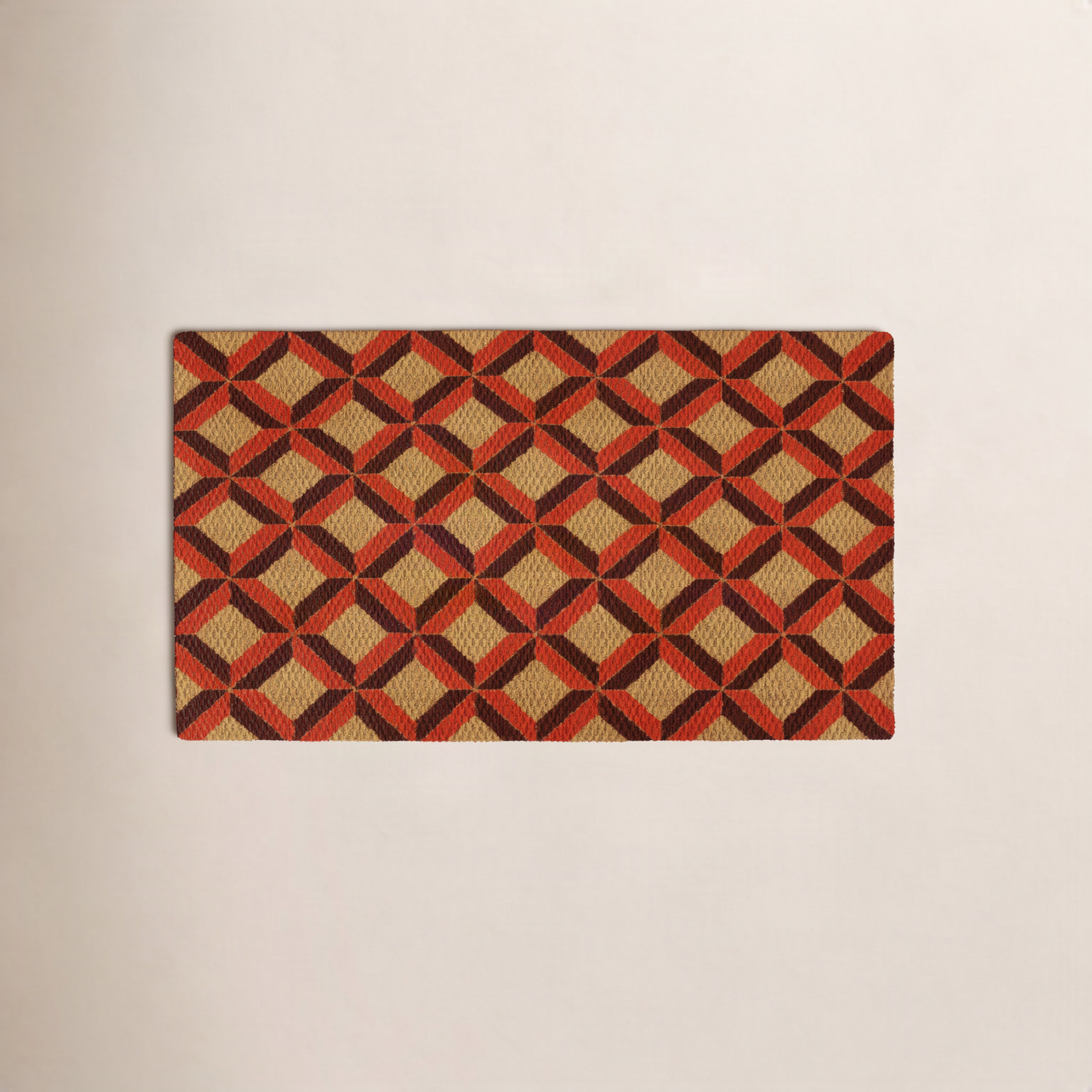 Neighburly Non-Slip Geometric Doormat, Orange