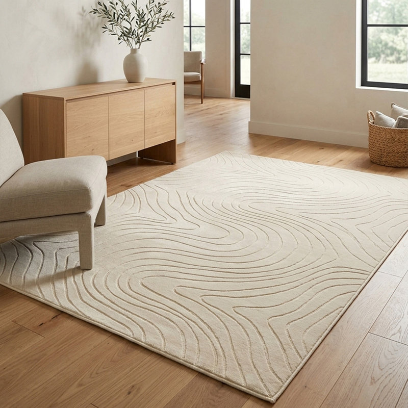 Somos Modern Machine Washable Cream Area Rug, Rectangle 5' x 7'6", Cream