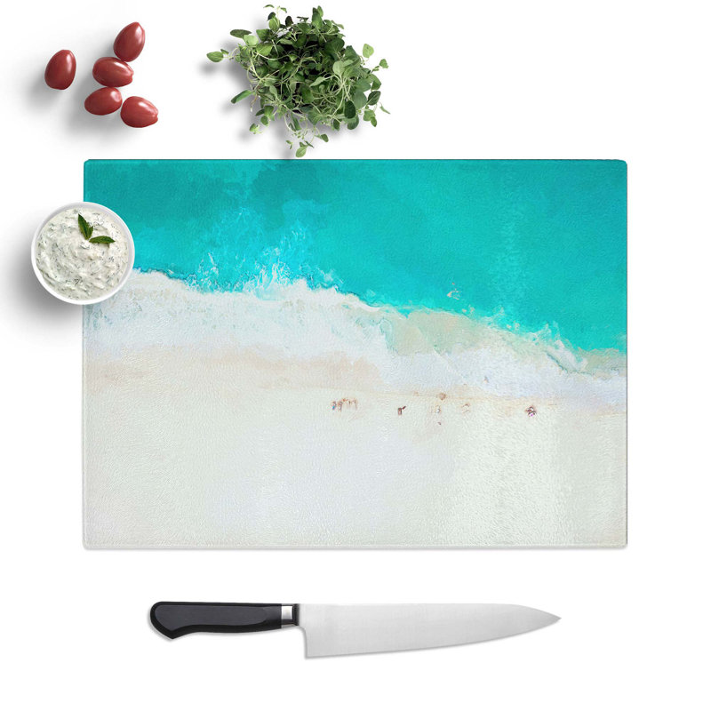 Tempered Glass Cancun Beach in Mexico Chopping Board, 39 cm W x 28.5 cm L