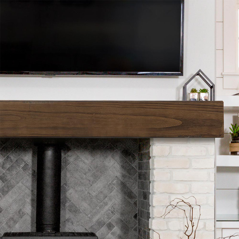 Tablette de manteau de cheminée flottante en bois de pin moka Dakota, 60", Moka