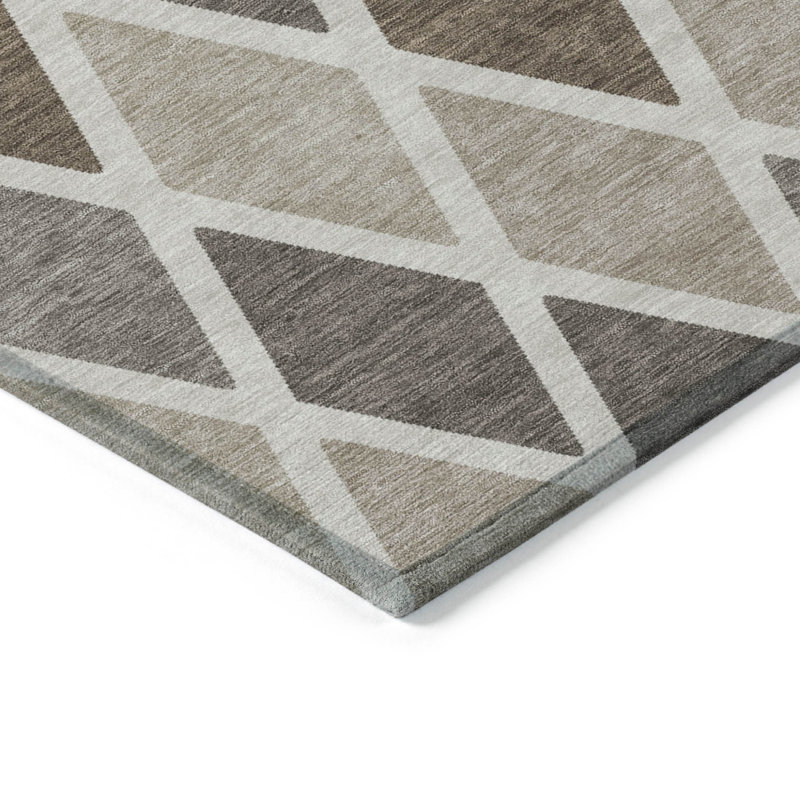 Tapis extérieur lavable à motif géométrique beige et brun 3 pi x 5 pi