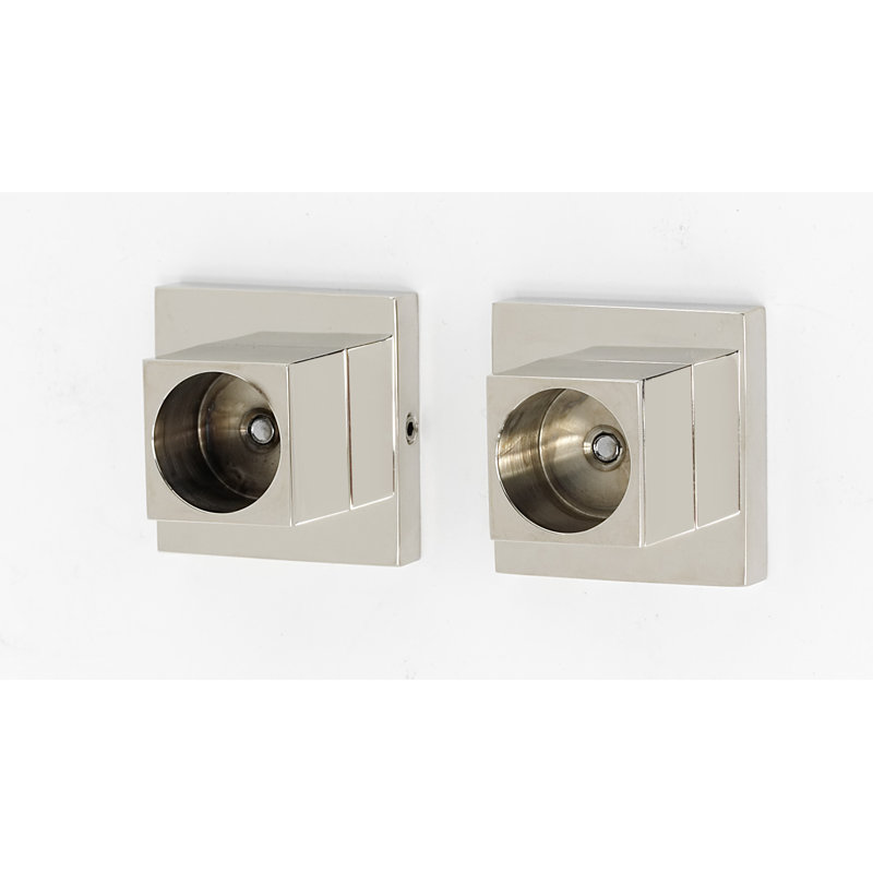 Satin Brass Modern Shower Rod Brackets Set of 2