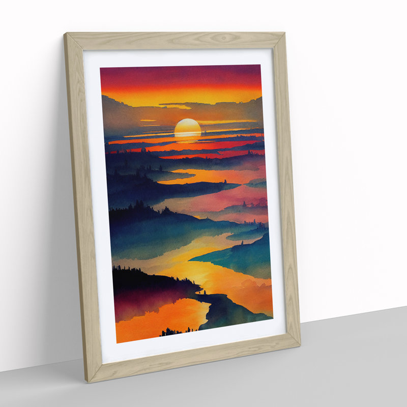 XV1022-4315X Sunset Mountain No.5 - Print, 66cm H x 48cm W, Oak Framed Paper