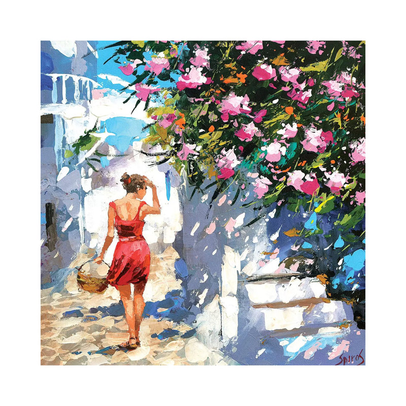 Greek Lane by Dmitry Spiros - Wrapped Canvas Painting, 66.04 cm H x 66.04 cm W x 1.91 cm D