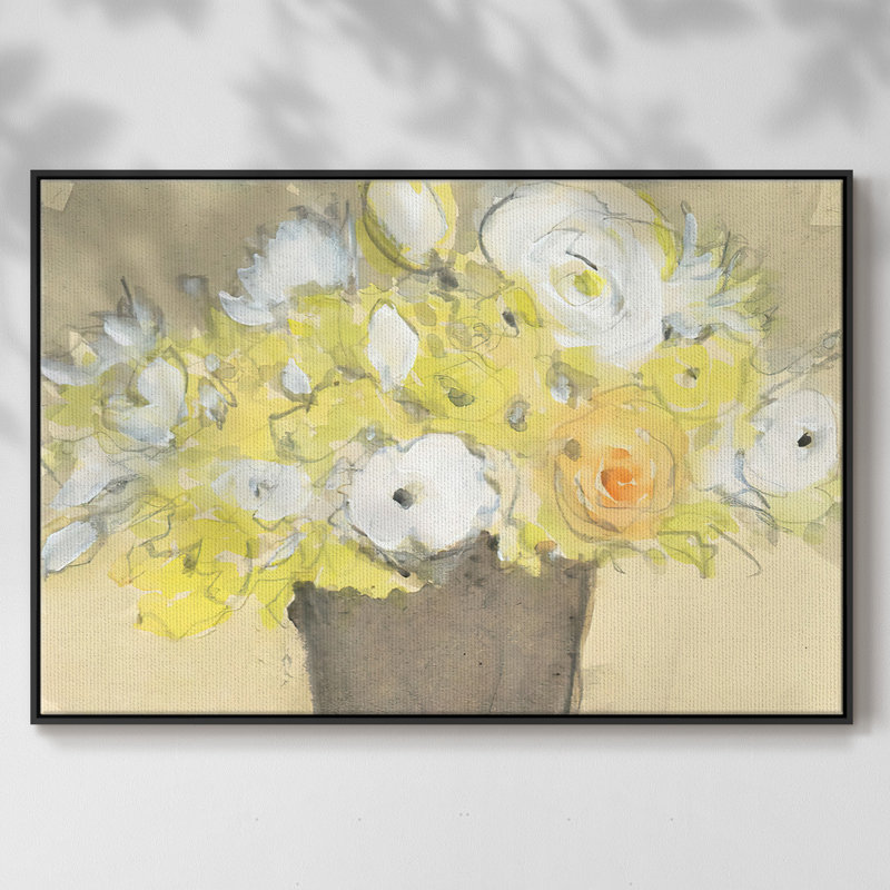 Table Bouquet II, Toile encadrée noire, H 25 po x l 37 po x P 2 po