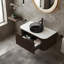 Meuble-lavabo flottant mural 36 po avec lavabo rond en verre noir transparent et tiroir-889201736