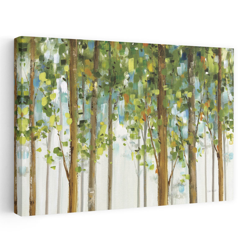 «Forest Study I Crop» - art bleu vert forêt brun, H 16 po x l 24 po