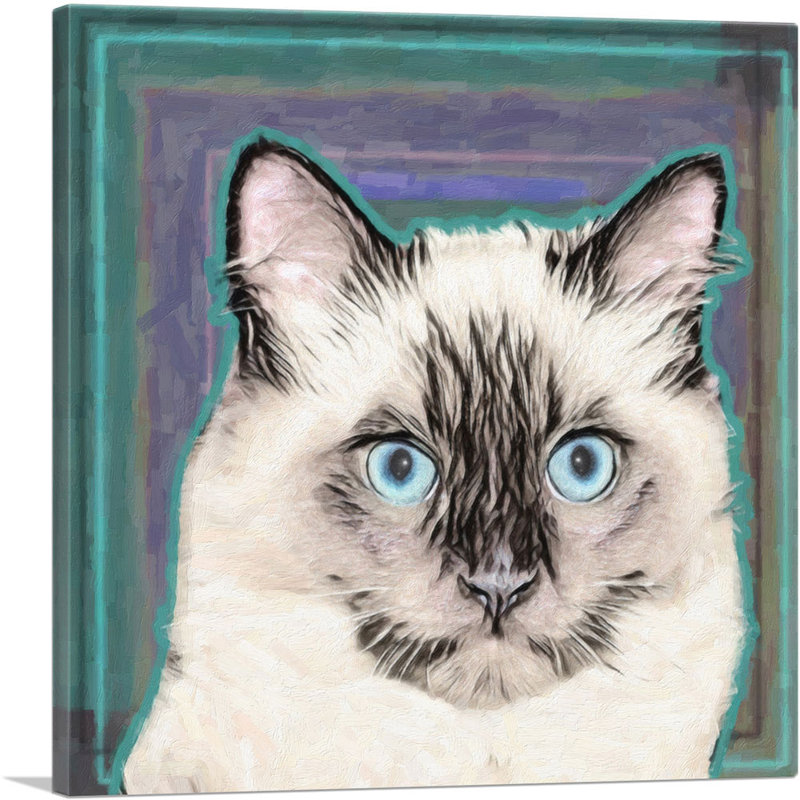 " Balinese Cat Breed Teal ", 18" H x 18" W x 0.75" D
