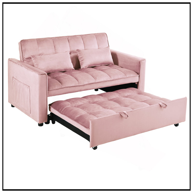 Convertible Sofa Bed, 3-In-1 Pull Out Couch With Reclining Backrest And Pillows For Living Room Or Office